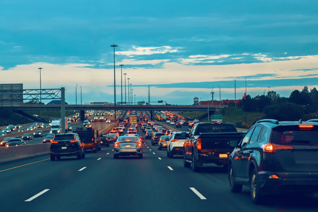 A traffic jam on the 401 in Toronto